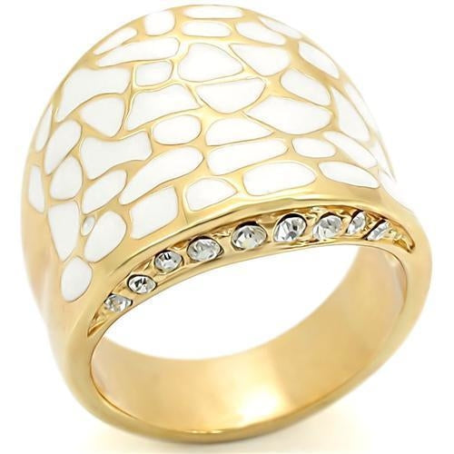 Gold Brass Ring with Top Grade Clear Crystal