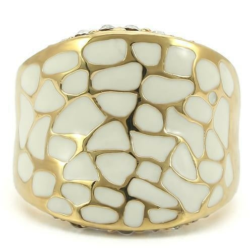 Gold Brass Ring with Top Grade Clear Crystal