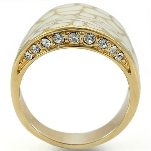Gold Brass Ring with Top Grade Clear Crystal