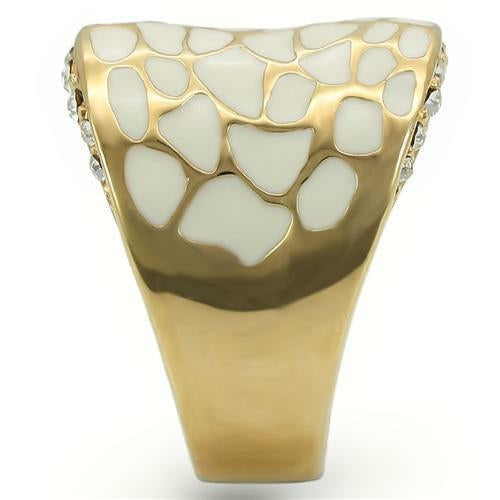 Gold Brass Ring with Top Grade Clear Crystal