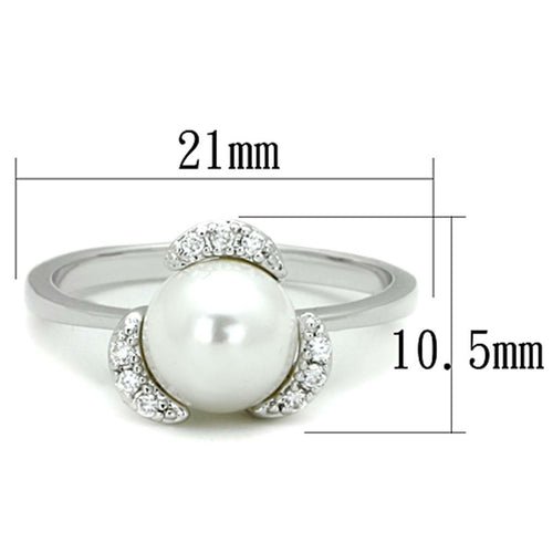 White Pearl Rhodium Ring