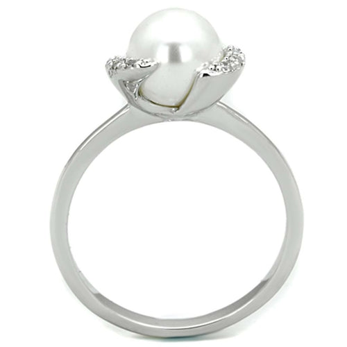 White Pearl Rhodium Ring