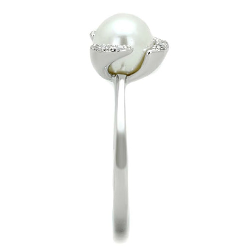 White Pearl Rhodium Ring