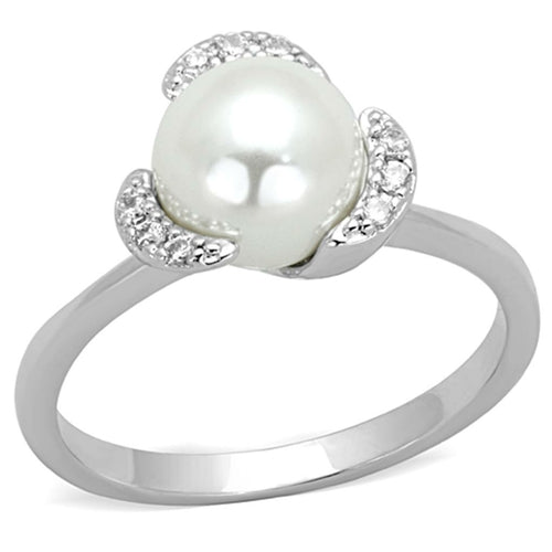 White Pearl Rhodium Ring