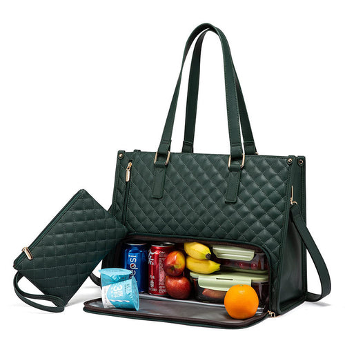 Elegant 2-in-1 Women’s Tote Bag with Insulated Lunch Compartment