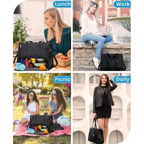 Elegant 2-in-1 Women’s Tote Bag with Insulated Lunch Compartment