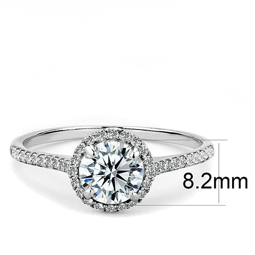 High Polish Stainless Steel Ring with AAA Clear CZ