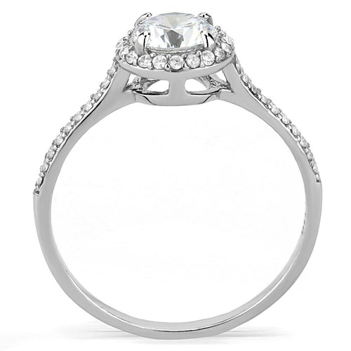 High Polish Stainless Steel Ring with AAA Clear CZ