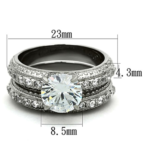 Bold High Polish Stainless Steel Ring with AAA Clear CZ