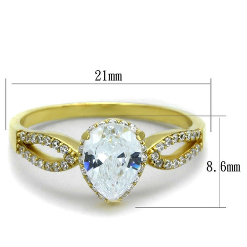 Gold Sterling Silver Ring with AAA Clear CZ