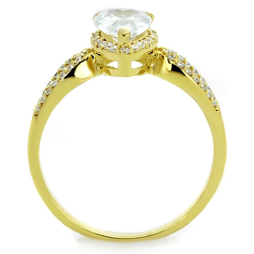 Gold Sterling Silver Ring with AAA Clear CZ