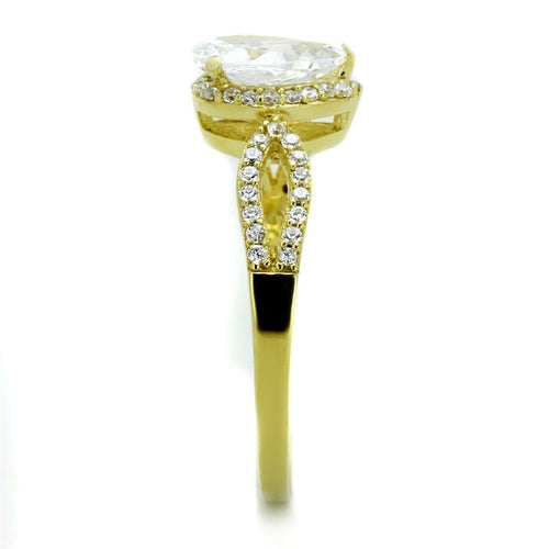 Gold Sterling Silver Ring with AAA Clear CZ