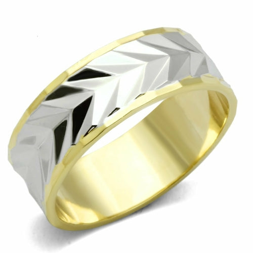 Two-Tone Gold & Rhodium Brass Band Ring