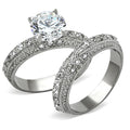 Bold High Polish Stainless Steel Ring with AAA Clear CZ